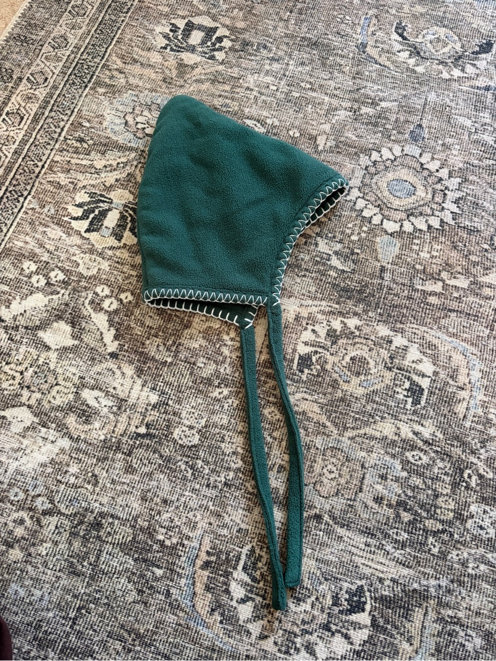 Hanna Andersson Green Fleece Pointed Gnome Bonnet with Contrast Stitching